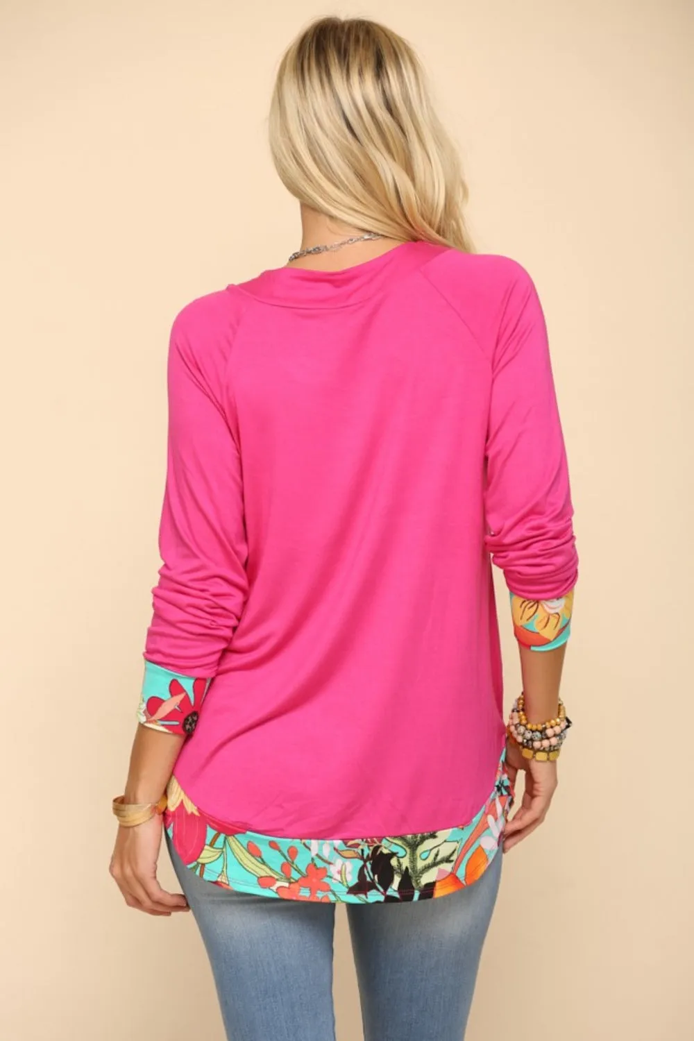 Celeste Full Size Tropical Print Long Sleeve T-Shirt sold by Charming Charlie product image thumbnail 2