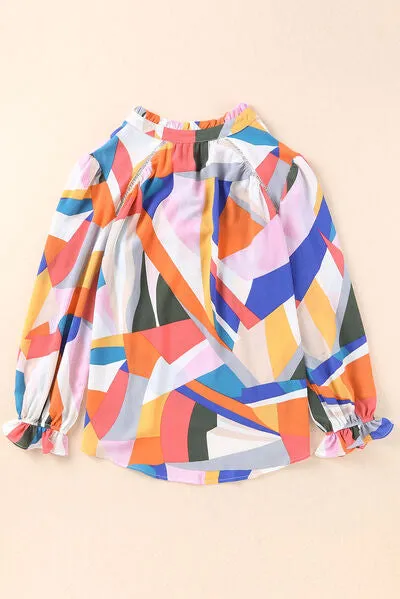 Quarter Button Printed Notched Flounce Sleeve Blouse sold by Charming Charlie product image thumbnail 5