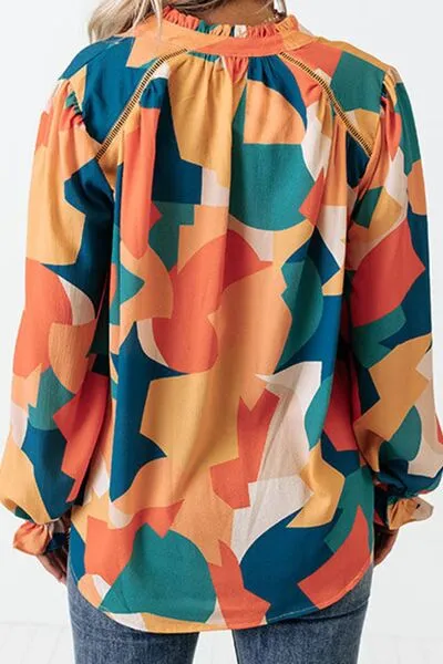 Quarter Button Printed Notched Flounce Sleeve Blouse sold by Charming Charlie product image thumbnail 2