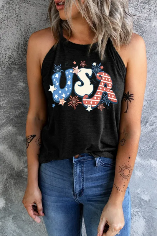 Letter Graphic Round Neck Tank sold by Charming Charlie