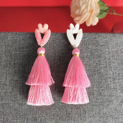 Tassel Bead Stainless Steel Dangle Earrings sold by Charming Charlie product image thumbnail 3
