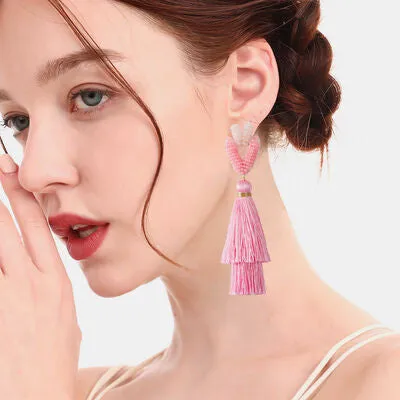 Tassel Bead Stainless Steel Dangle Earrings sold by Charming Charlie