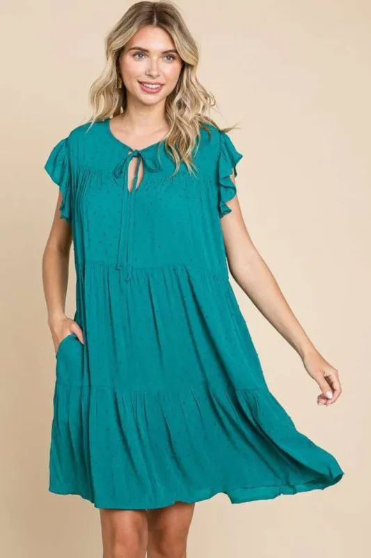 Culture Code Ruffle Cap Sleeve Tiered Dress sold by Charming Charlie