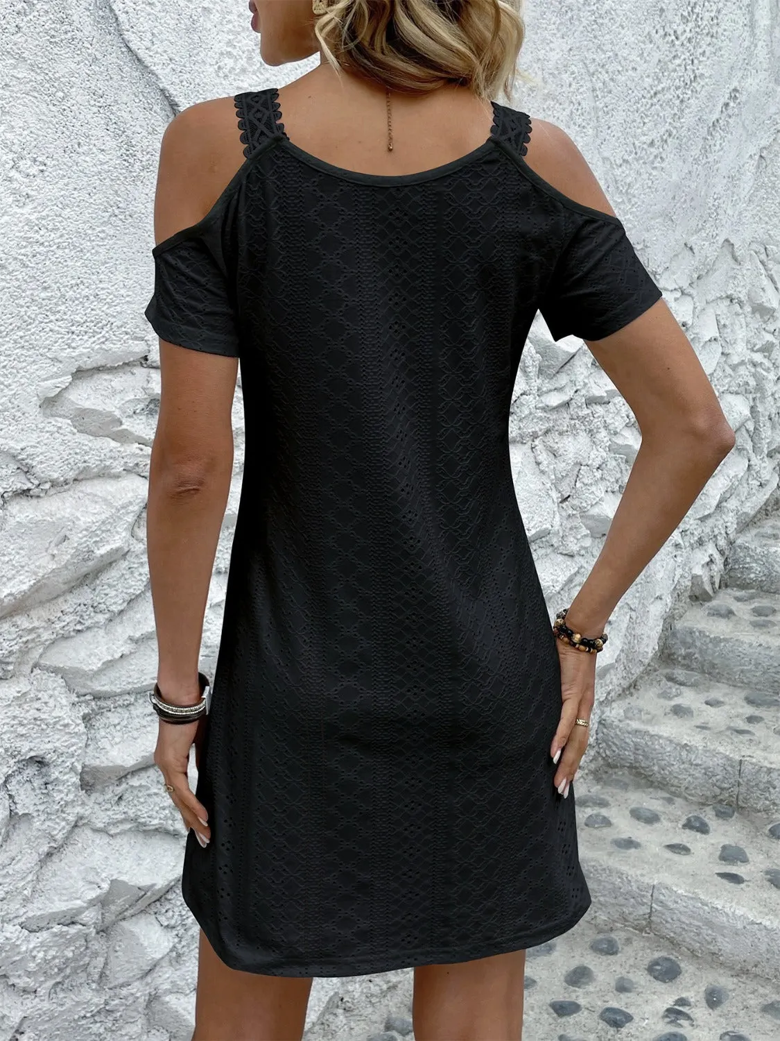 Eyelet V-Neck Cold Shoulder Mini Dress sold by Charming Charlie product image thumbnail 5