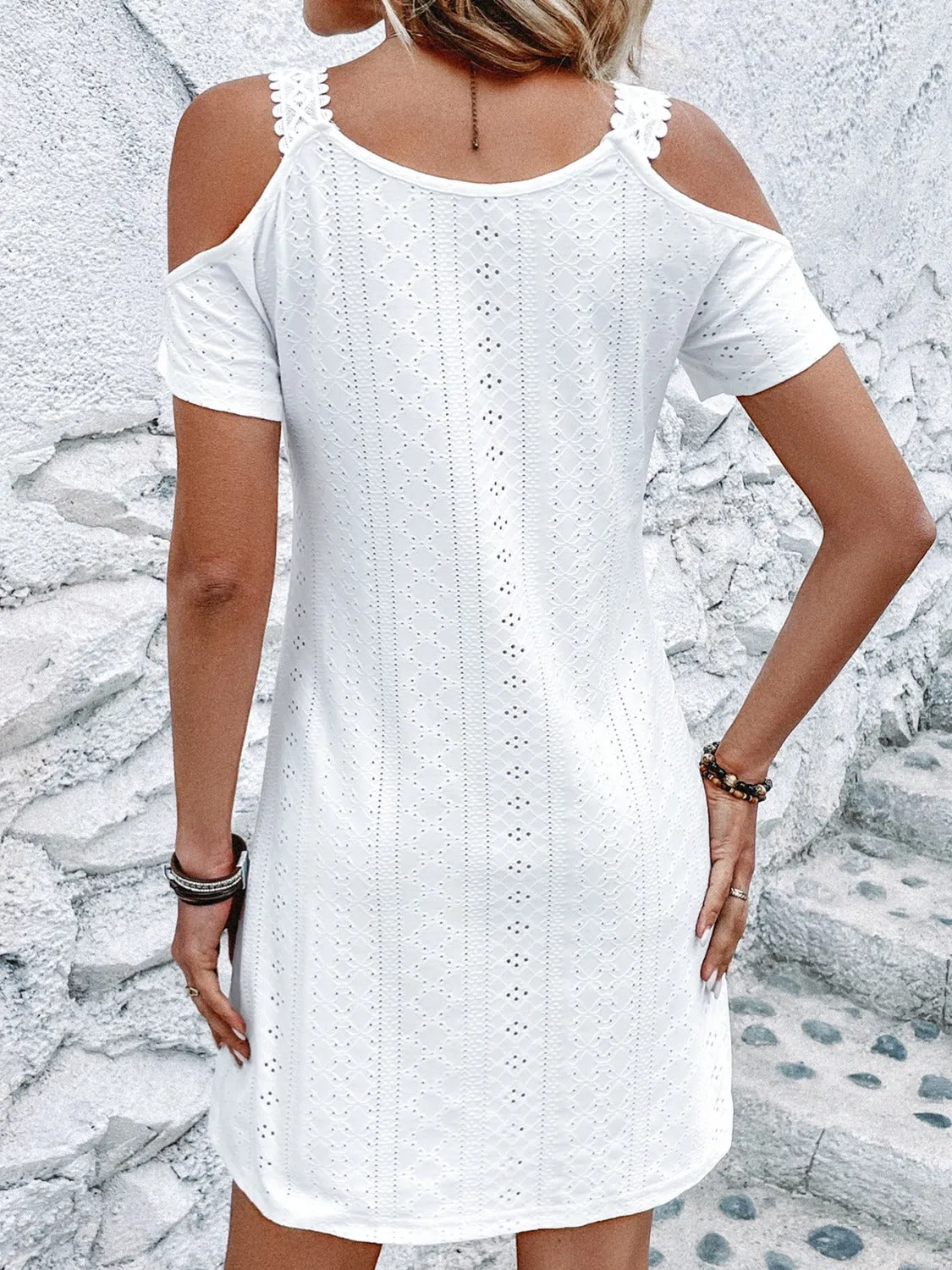 Eyelet V-Neck Cold Shoulder Mini Dress sold by Charming Charlie product image thumbnail 2