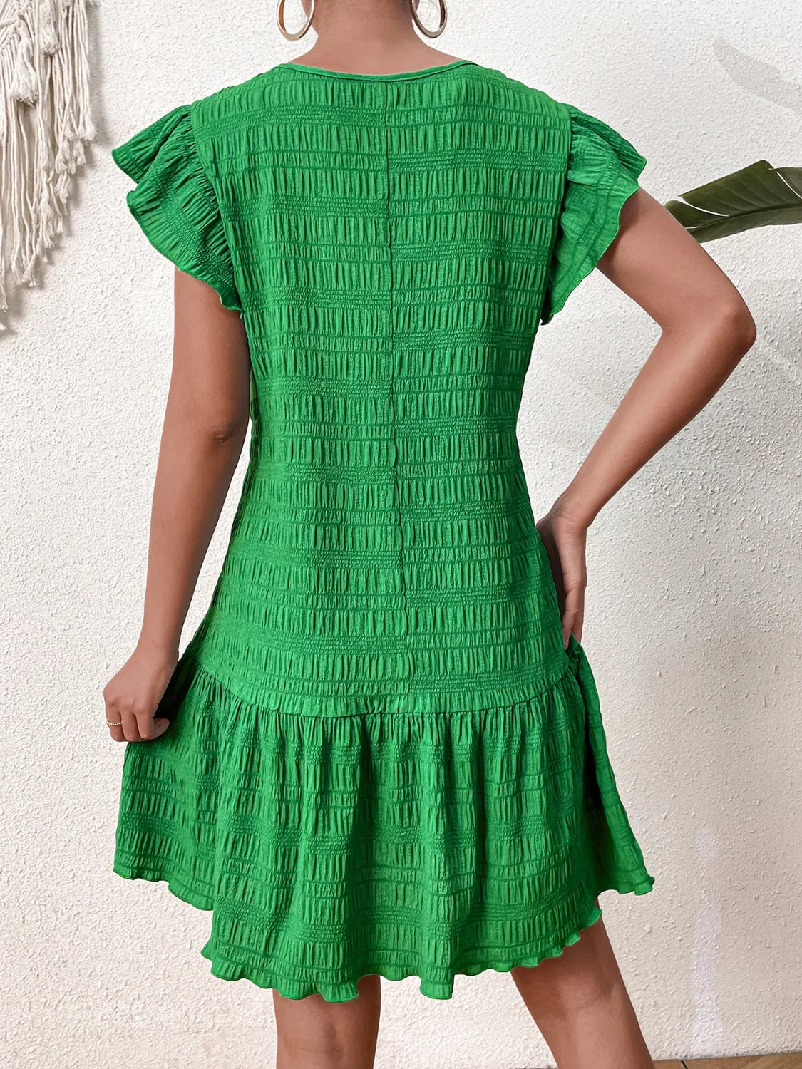 Textured Round Neck Ruffle Hem Dress sold by Charming Charlie product image thumbnail 2
