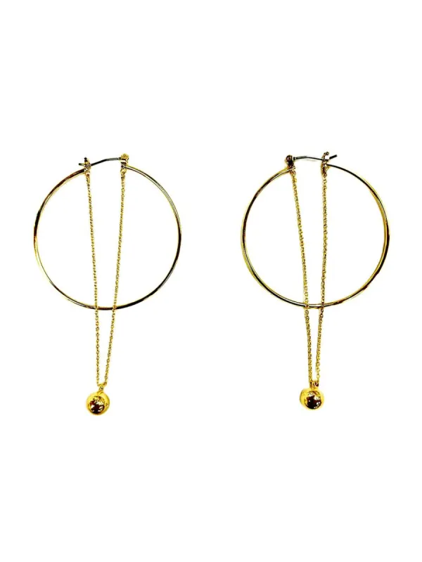 Rebecca Minkoff Earring- Gold Hoop Drop Earring sold by Charming Charlie