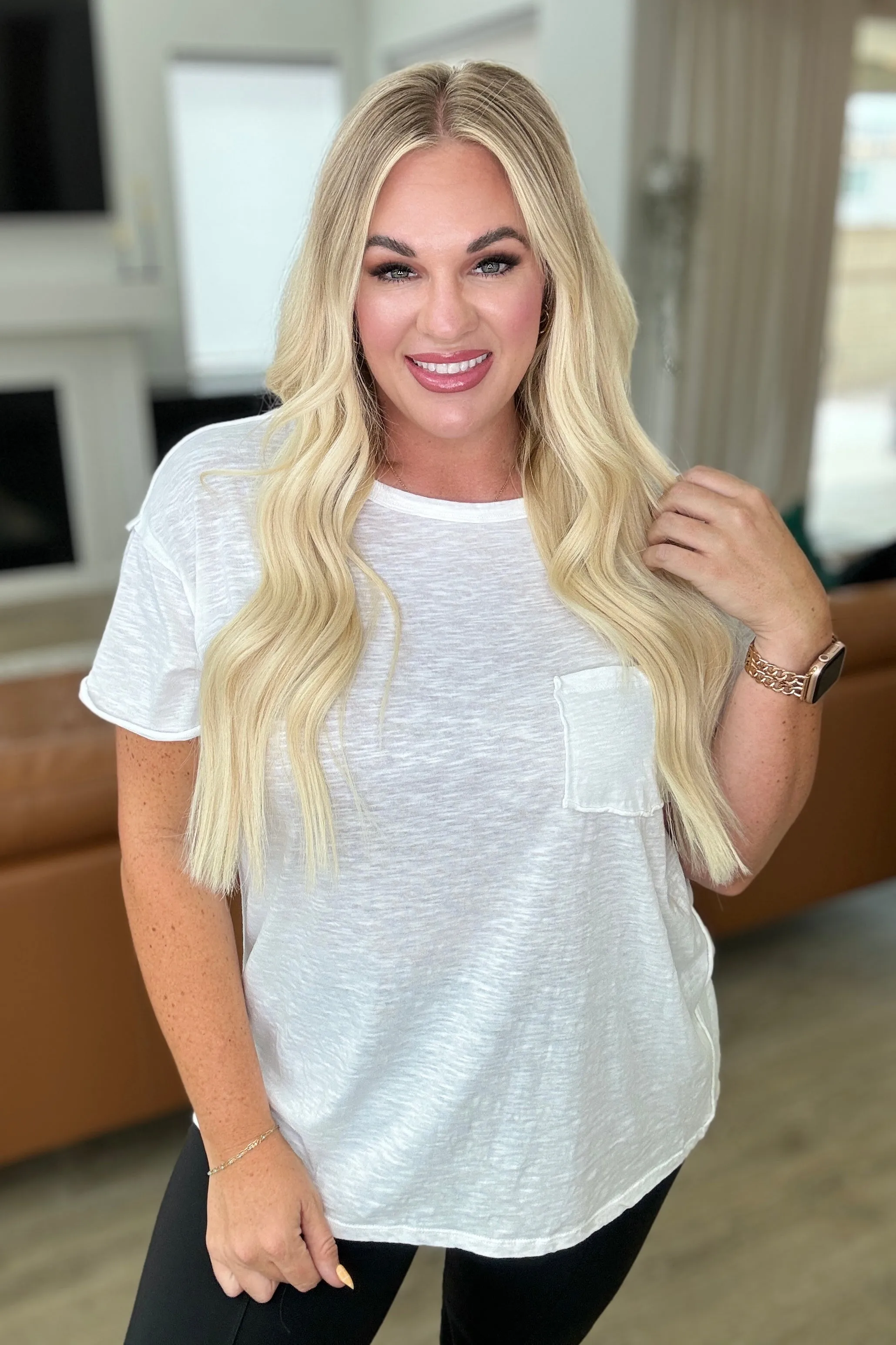 Casually Cool Patch Pocket Tee in White sold by Charming Charlie product image thumbnail 2