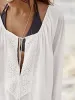 Lace Detail Tie Neck Three-Quarter Sleeve Cover Up sold by Charming Charlie