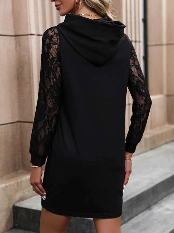 Lace Trim Long Sleeve Hooded Dress sold by Charming Charlie product image thumbnail 2