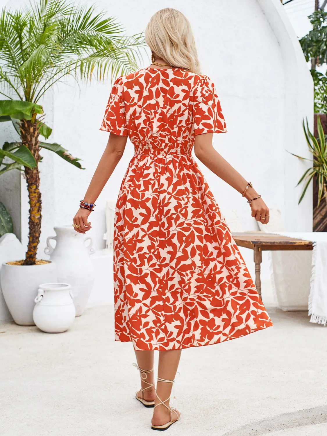 Printed Surplice Short Sleeve Midi Dress sold by Charming Charlie product image thumbnail 2