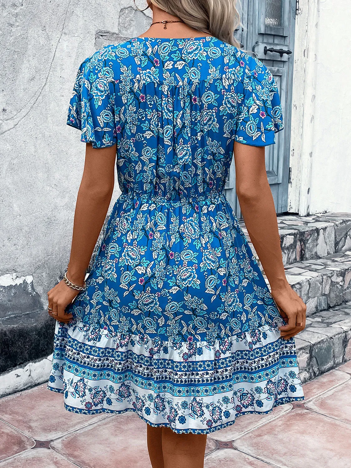 Printed V-Neck Flutter Sleeve Mini Dress sold by Charming Charlie product image thumbnail 2