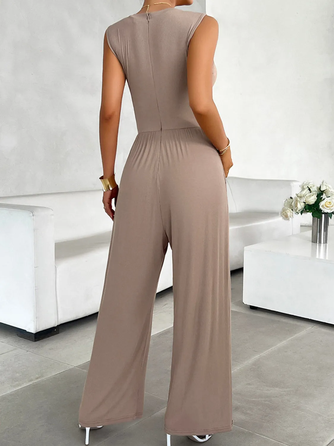 Round Neck Sleeveless Wide Leg Jumpsuit sold by Charming Charlie product image thumbnail 2
