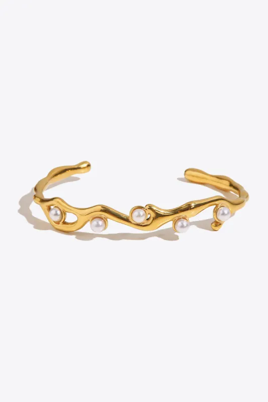 Inlaid Synthetic Pearl Open Bracelet sold by Charming Charlie