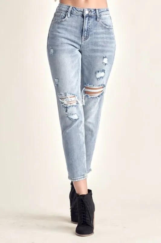 RISEN Distressed Slim Cropped Jeans sold by Charming Charlie