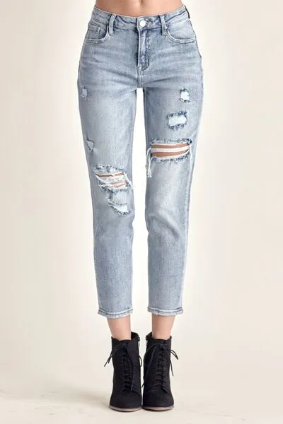 RISEN Distressed Slim Cropped Jeans sold by Charming Charlie product image thumbnail 3