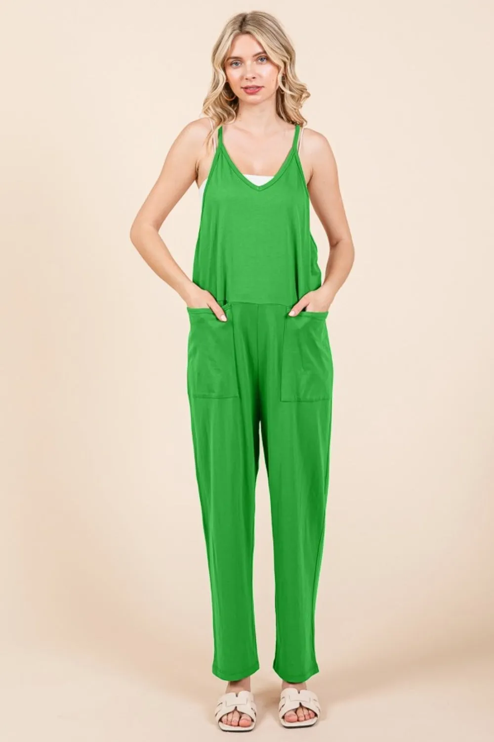 Culture Code Full Size Sleeveless Jumpsuit with Pockets sold by Charming Charlie