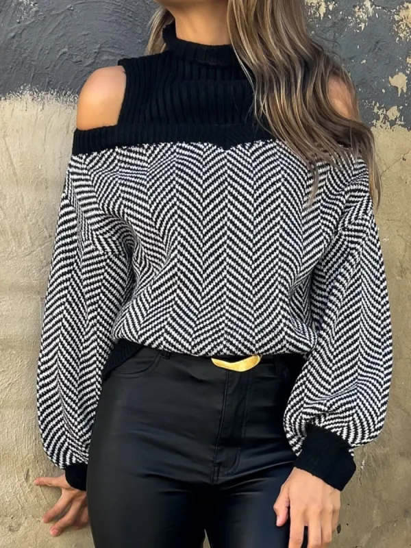 Mock Neck Cold Shoulder Sweater sold by Charming Charlie