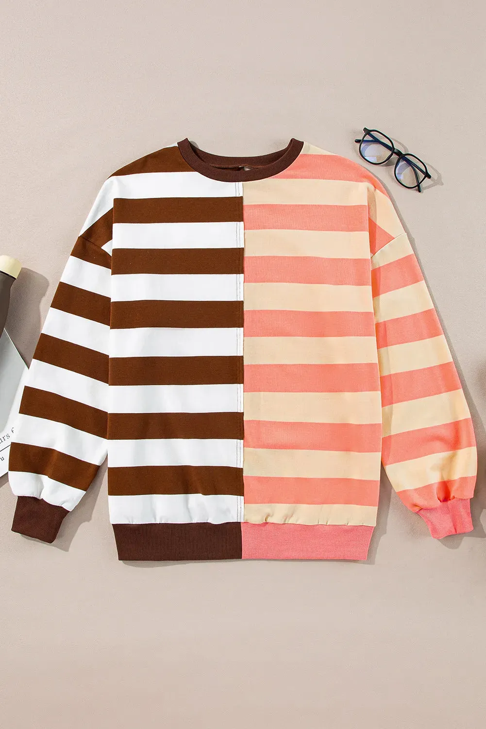 Striped Round Neck Long Sleeve Sweatshirt sold by Charming Charlie product image thumbnail 2