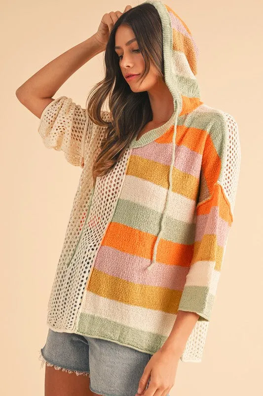 Oversized Colorblock V Neck Hooded Sweater sold by Charming Charlie product image thumbnail 2