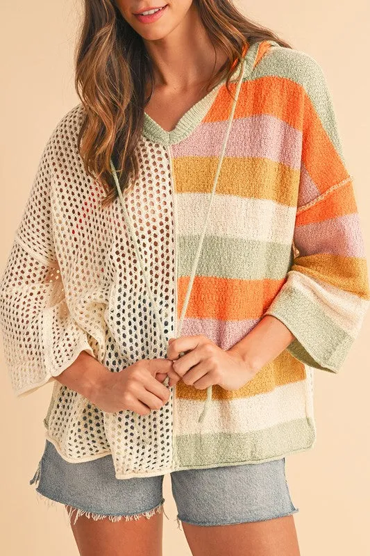 Oversized Colorblock V Neck Hooded Sweater sold by Charming Charlie product image thumbnail 4