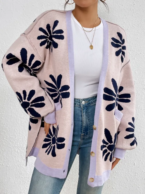 Contrast Dropped Shoulder Long Sleeve Cardigan sold by Charming Charlie