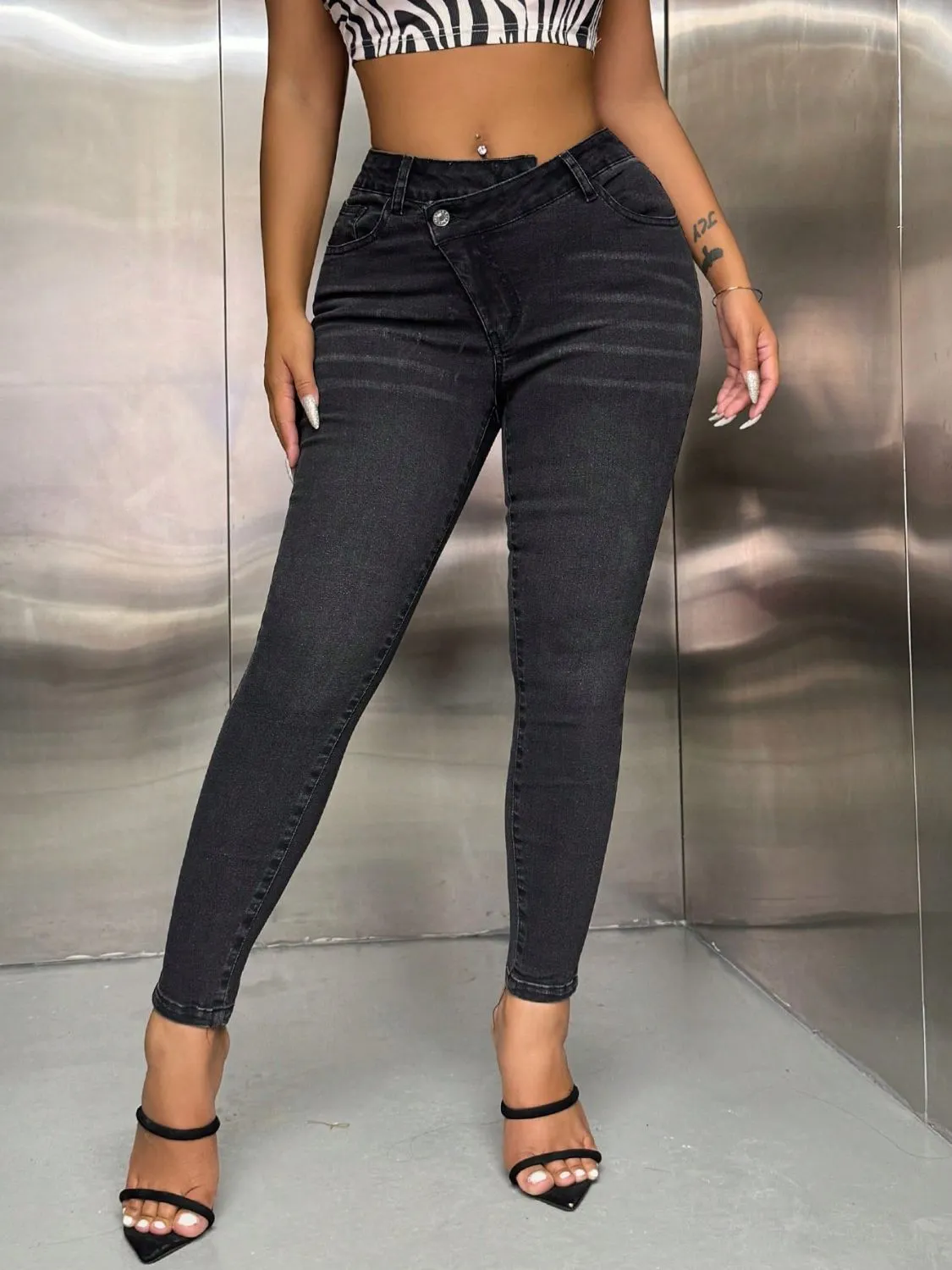 Asymmetric Waist Jeans with Pockets sold by Charming Charlie product image thumbnail 3