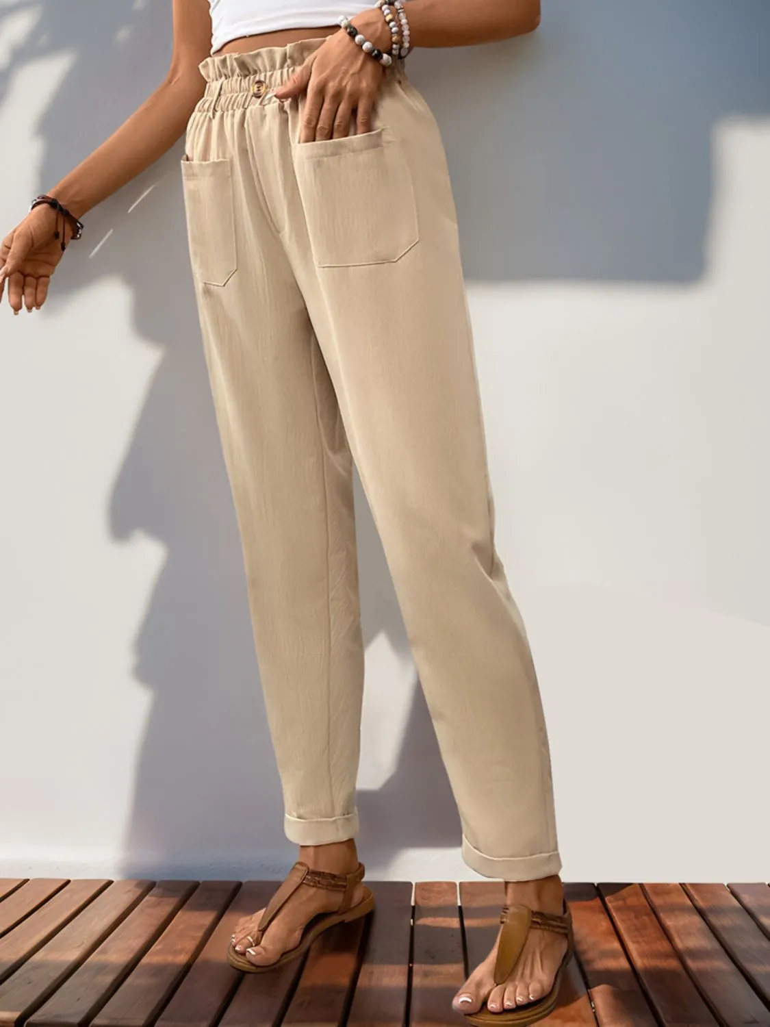 Frill High Waist Pants with Pockets sold by Charming Charlie product image thumbnail 4