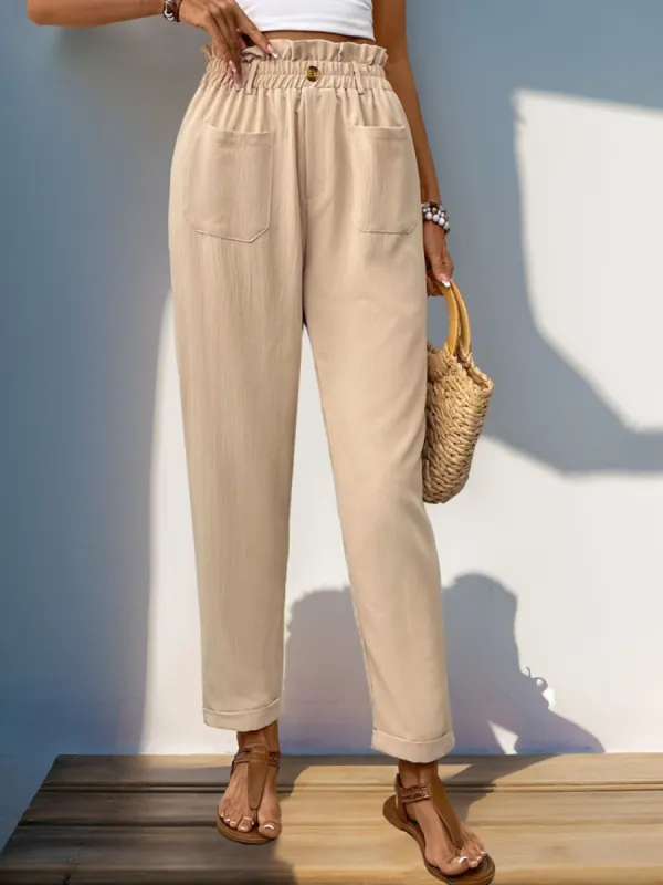 Frill High Waist Pants with Pockets sold by Charming Charlie