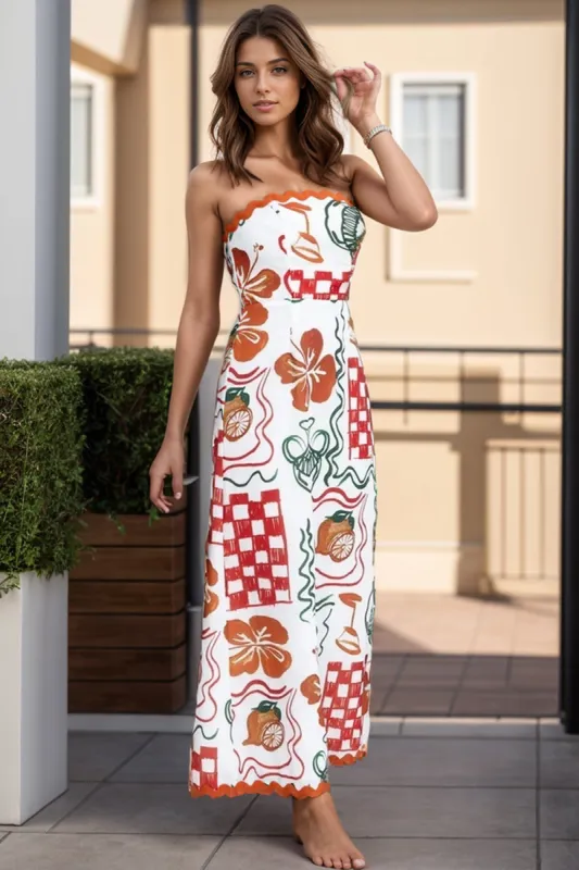 Printed Tube Maxi Dress sold by Charming Charlie