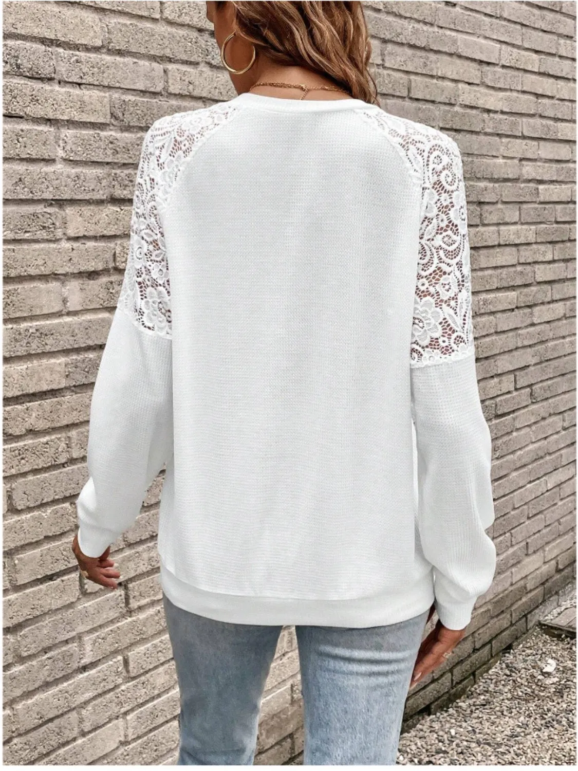 Lace Detail V-Neck Long Sleeve Top sold by Charming Charlie product image thumbnail 2