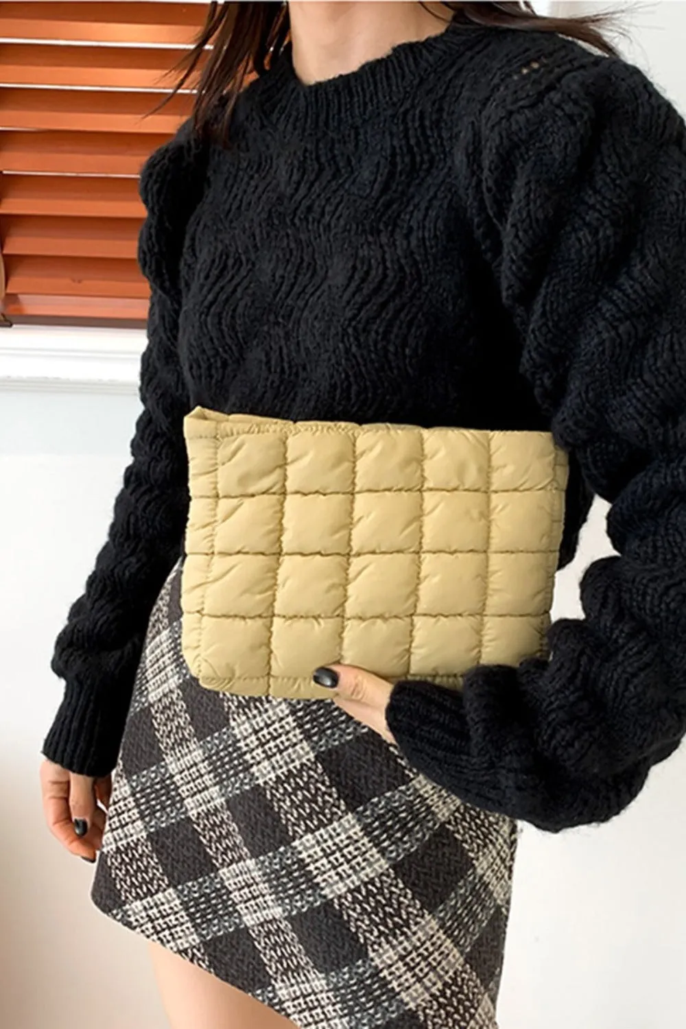 Zenana Quilted Puffy Pouch Clutch Bag sold by Charming Charlie product image thumbnail 3