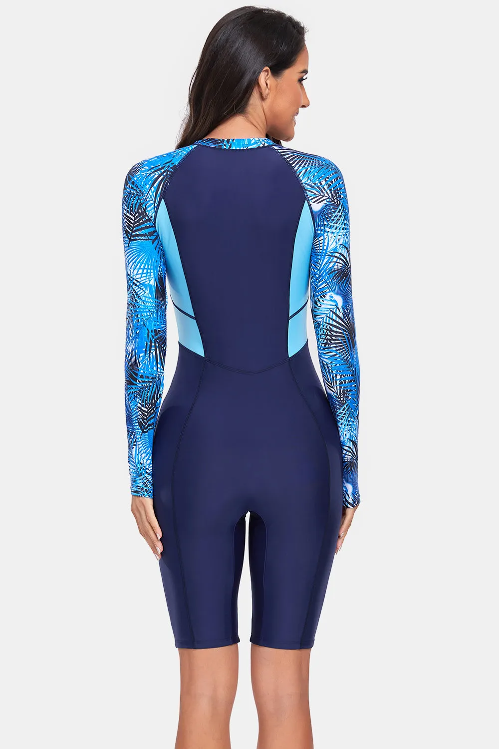 Printed Half Zip Long Sleeve One-Piece Swimwear sold by Charming Charlie product image thumbnail 2
