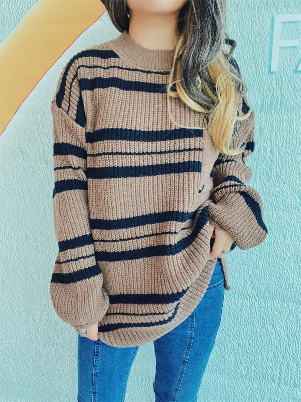 Striped Round Neck Long Sleeve Sweater sold by Charming Charlie