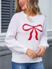 Bow Graphic Round Neck Long Sleeve Sweater sold by Charming Charlie
