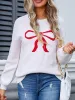 Bow Graphic Round Neck Long Sleeve Sweater sold by Charming Charlie