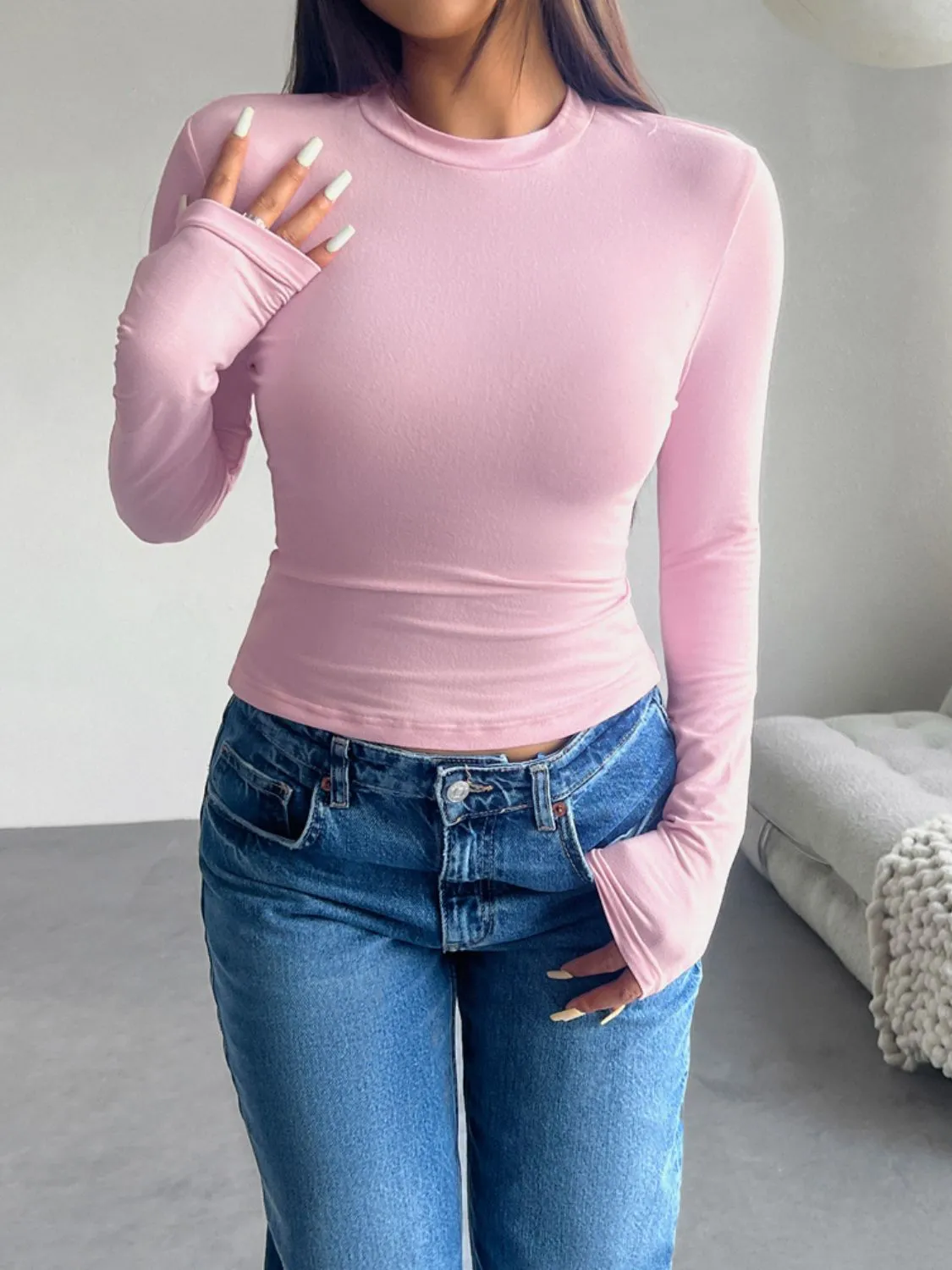 Devine Drawstring Round Neck Long Sleeve T-Shirt sold by Charming Charlie product image thumbnail 4