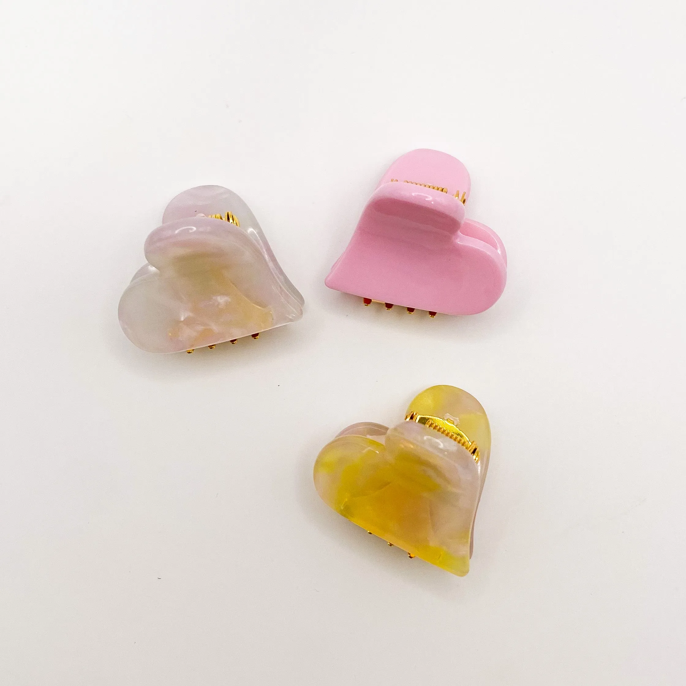 Mini Clip Trio - Heart: Pink Lemonade / Pink + Pearl White / Bubblegum sold by Charming Charlie