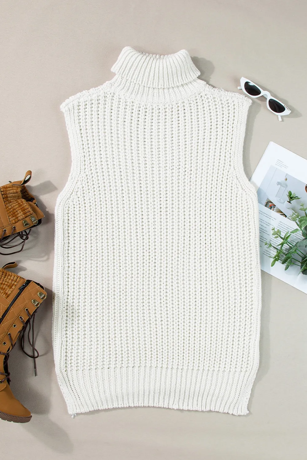 Slit Turtleneck Sleeveless Sweater Vest sold by Charming Charlie product image thumbnail 3