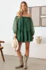 Le Lis Organza Off Shoulder Puff Sleeve Mini Dress sold by Charming Charlie