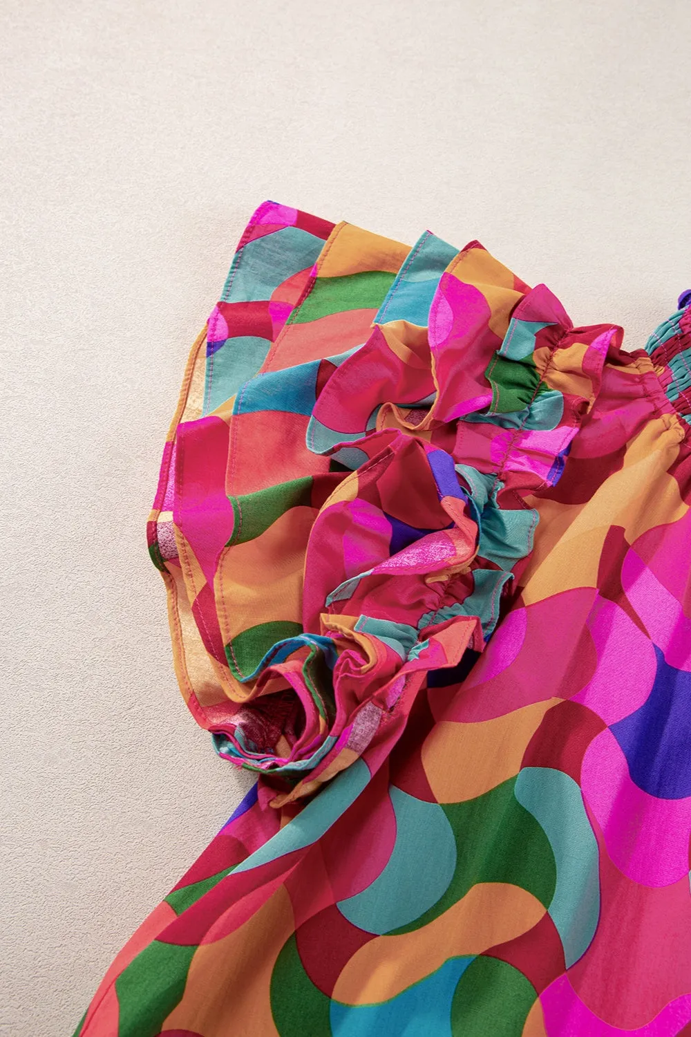 Ruffled Printed Mock Neck Cap Sleeve Blouse sold by Charming Charlie product image thumbnail 5