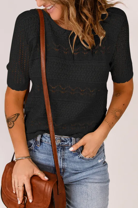 Round Neck Short Sleeve Knit Top sold by Charming Charlie