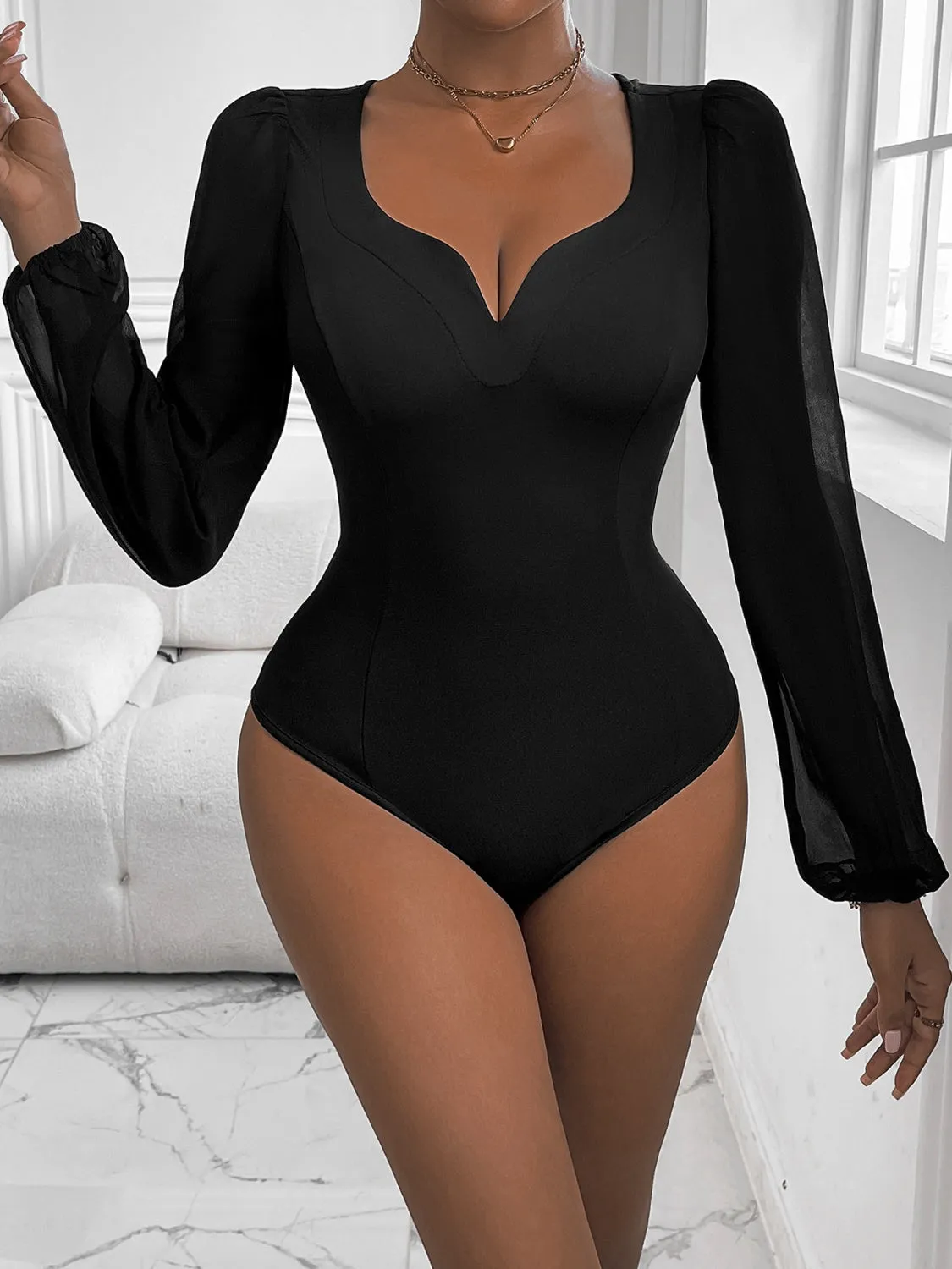 Sweetheart Neck Long Sleeve Bodysuit sold by Charming Charlie