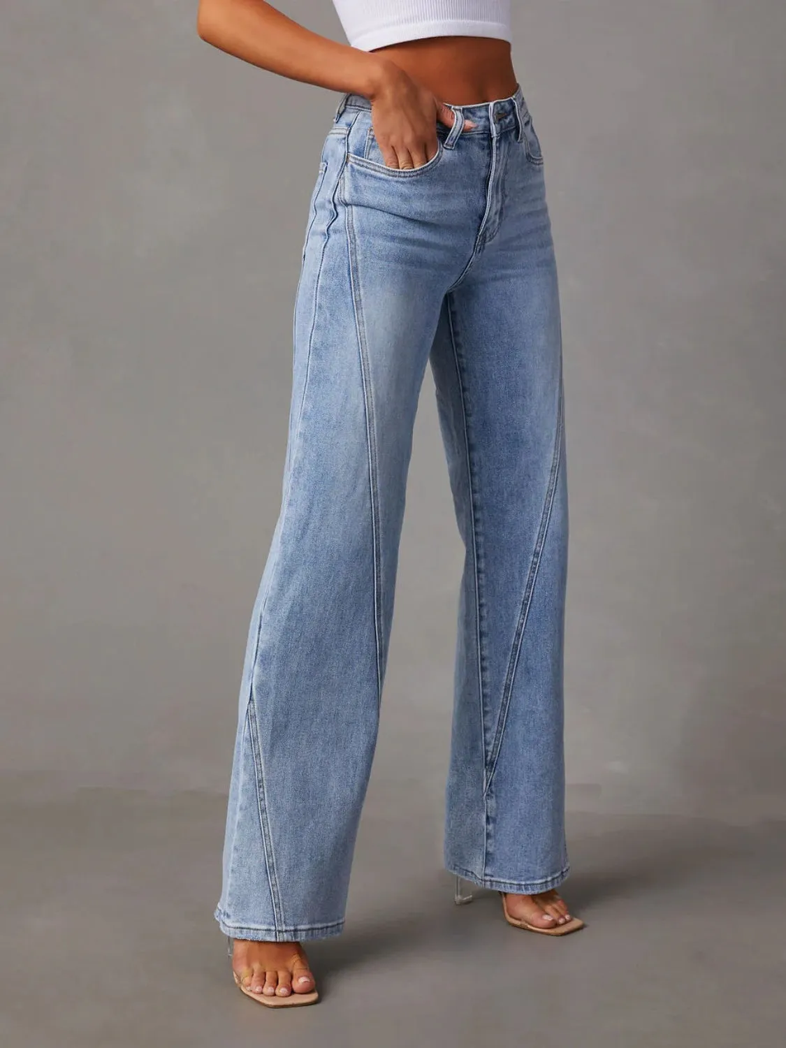 High Waist Straight Jeans with Pockets sold by Charming Charlie product image thumbnail 3