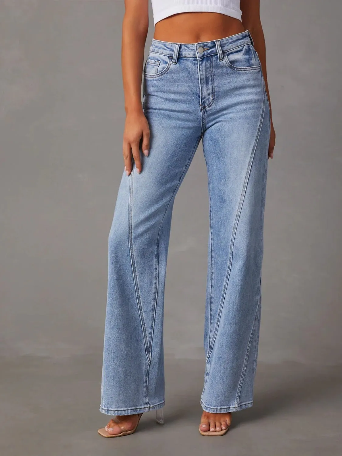 High Waist Straight Jeans with Pockets sold by Charming Charlie