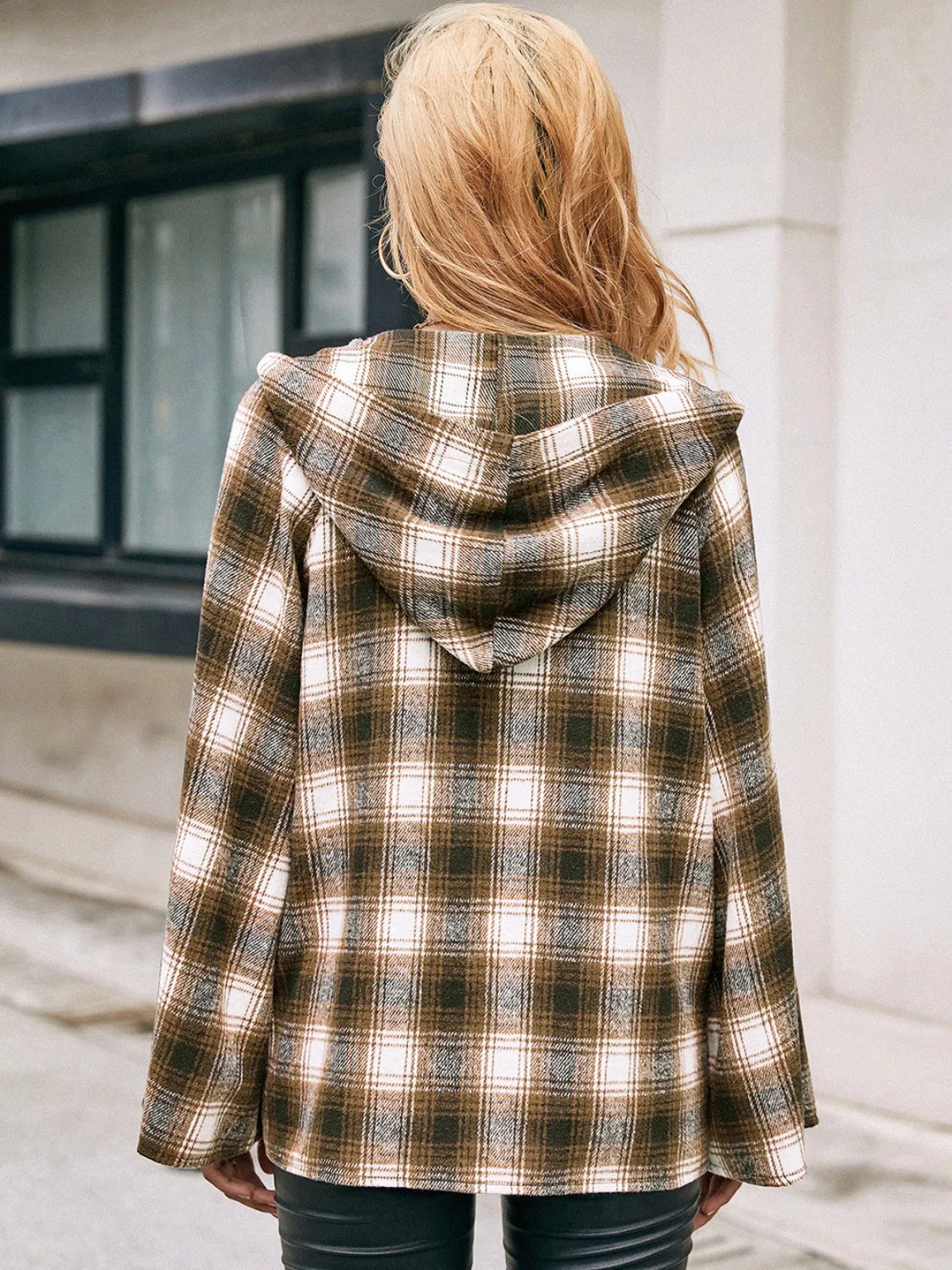Pocketed Plaid Long Sleeve Hooded Jacket sold by Charming Charlie product image thumbnail 2