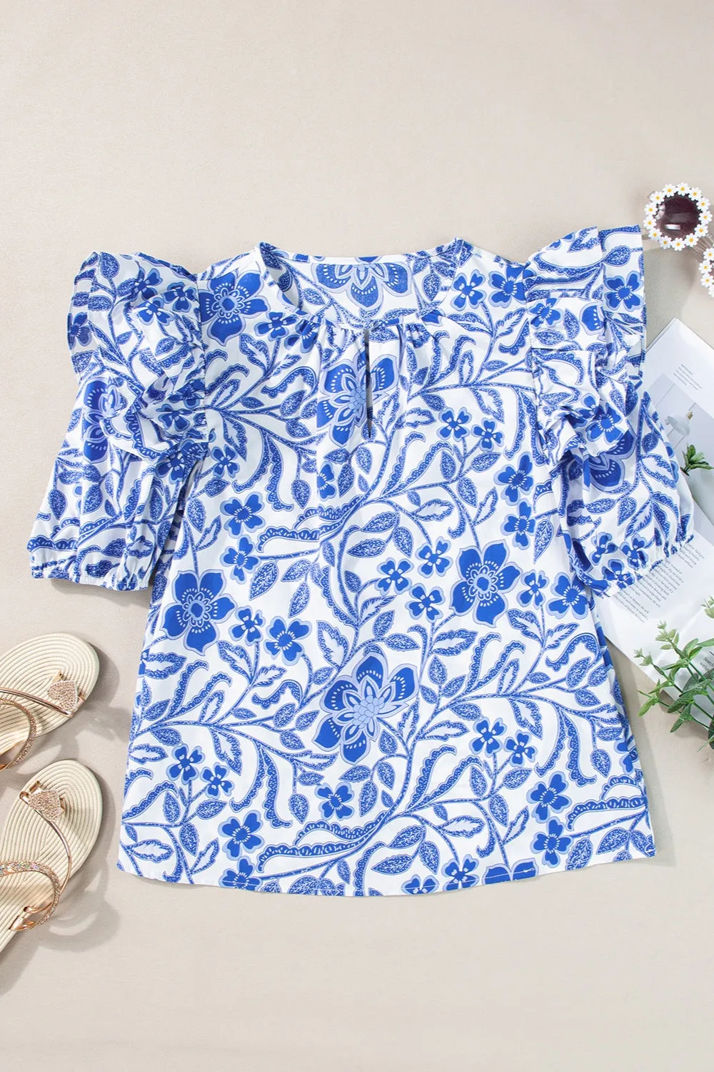 Printed Notched Half Sleeve Blouse sold by Charming Charlie product image thumbnail 2
