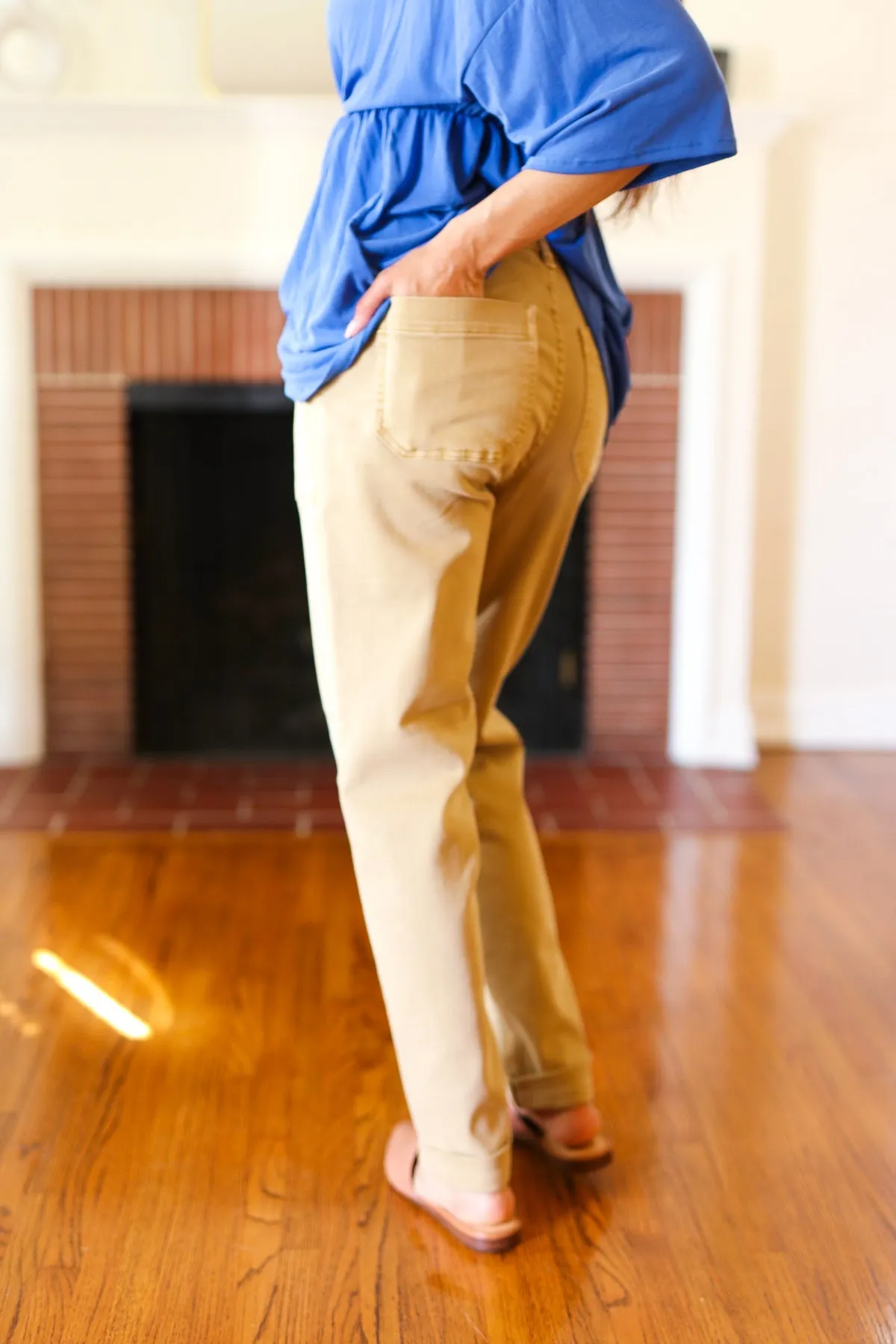 Judy Blue Feeling Femm' Khaki Garment Dyed Drawstring Jogger Jeans sold by Charming Charlie product image thumbnail 3