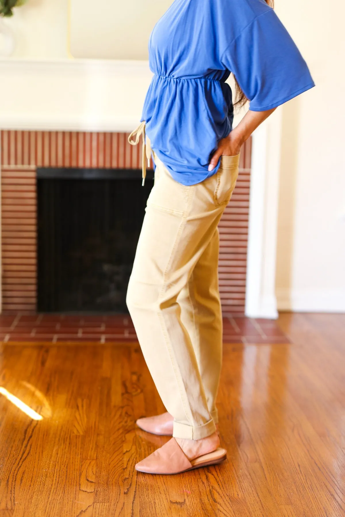 Judy Blue Feeling Femm' Khaki Garment Dyed Drawstring Jogger Jeans sold by Charming Charlie product image thumbnail 4