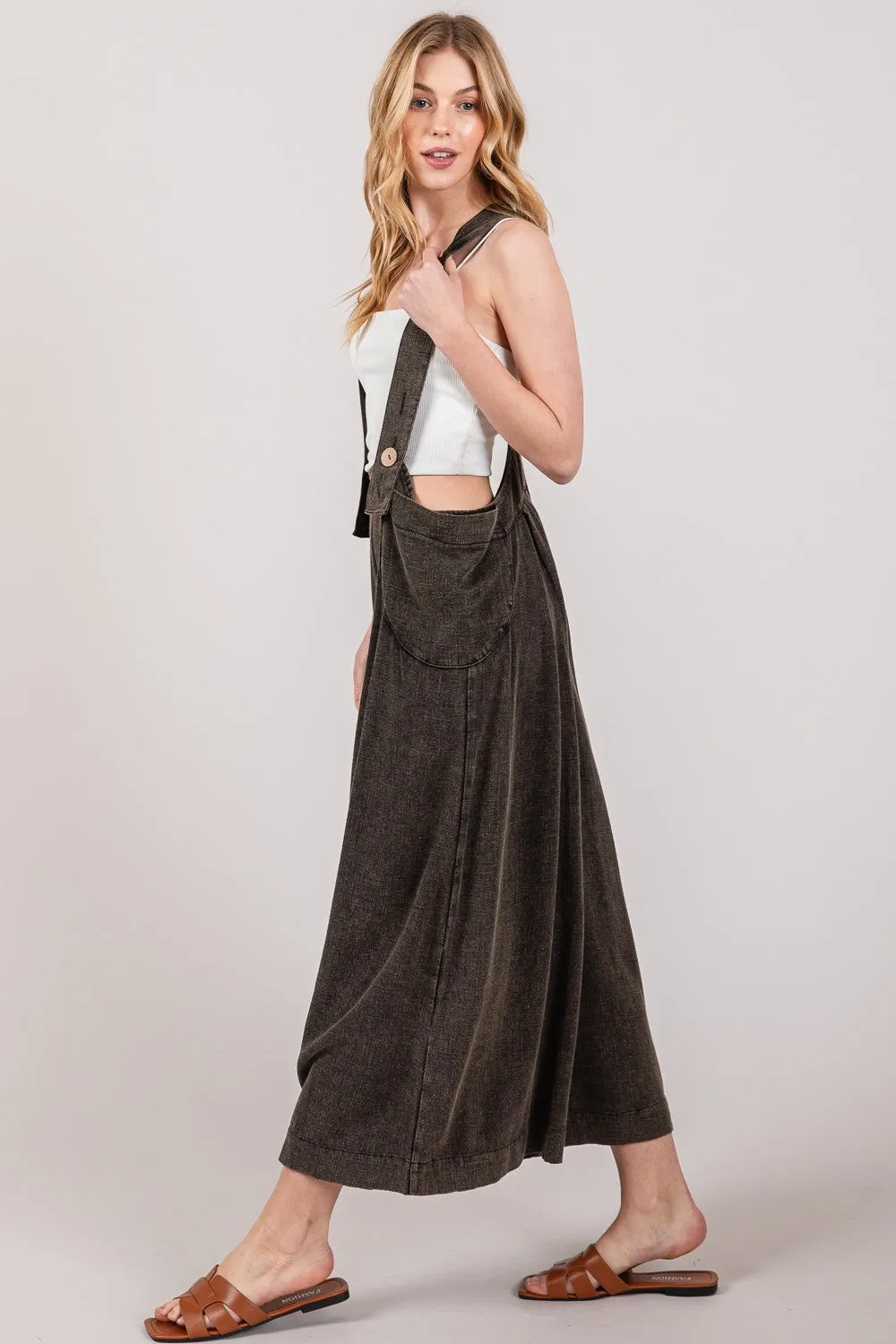 SAGE + FIG Full Size Wide Strap Wide Leg Overalls sold by Charming Charlie product image thumbnail 3